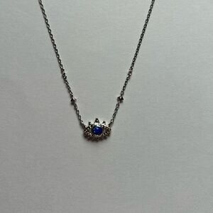 KENDRA SCOTT Silver Chain, Blue Gem, Eye Pendant Necklace